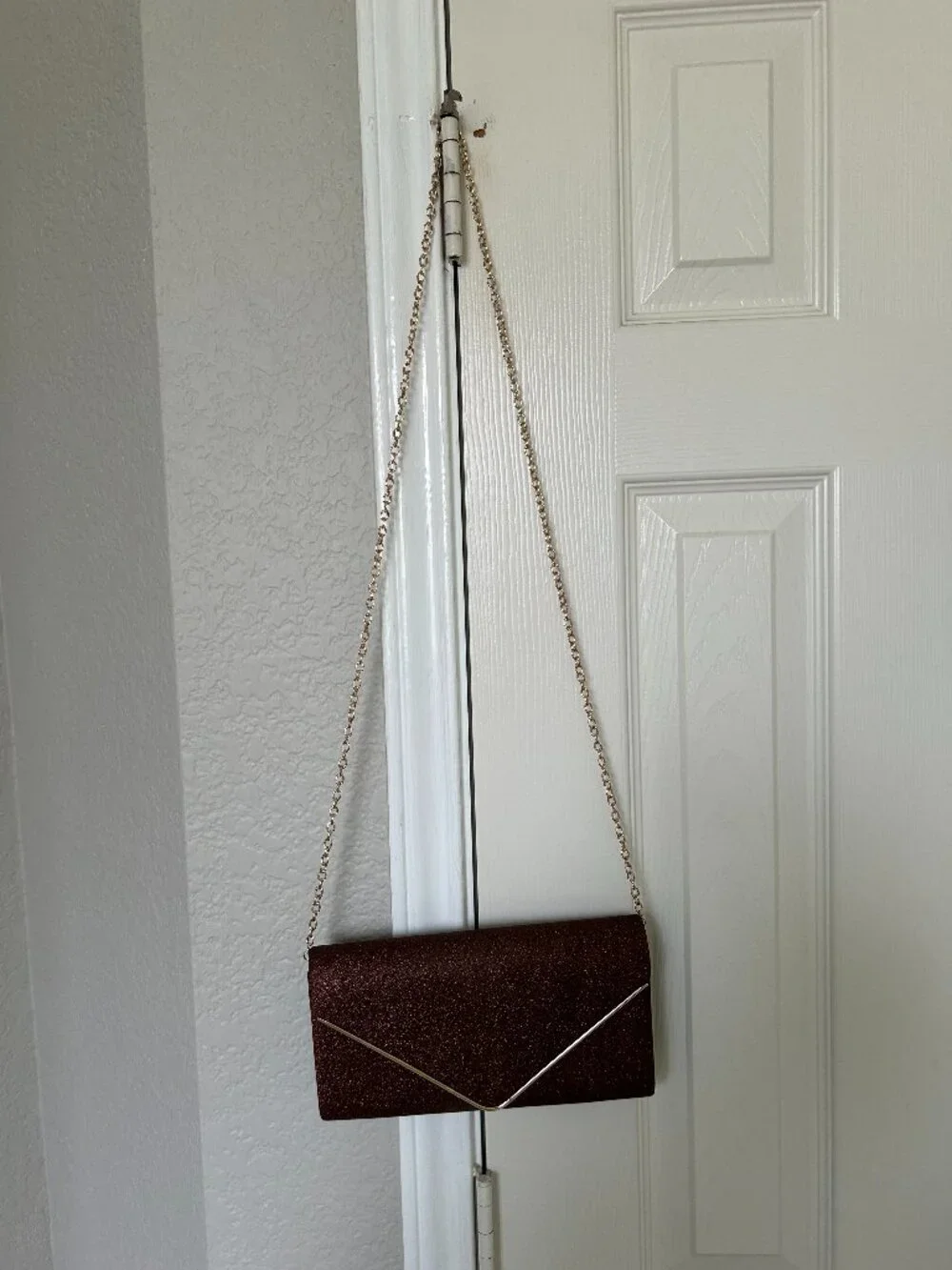 Unbranded Chain Shoulder/Clutch - Brown Bronze Sparkle - 9